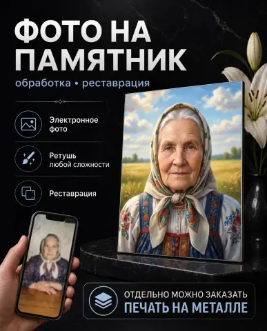 Цветное фото на памятник — замена фона и одежды